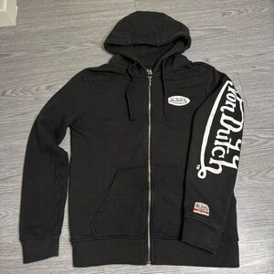 Vintage Von Dutch Big Logo Hoodie Full Zip 90s Y2K Men Size M Black